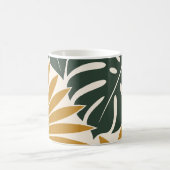 Mustard Green Tropical Leaf Silhouette コーヒーマグカップ (中央)