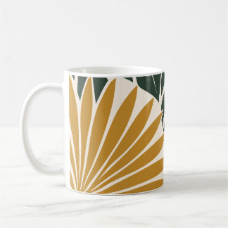 Mustard Green Tropical Leaf Silhouette コーヒーマグカップ