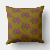 Mustard Purple Floral Pattern Pillow クッション (裏面)