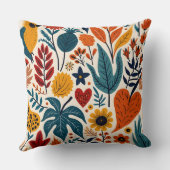 Mustard Terracotta Botanical Scandinavian Folk クッション (裏面)