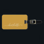 Mustard Yellowエレガントスクリプト名(パーソナライズされたN) ラゲッジタグ<br><div class="desc">Mustard Yellowエレガント Script Name Lagageパーソナライズされたタグ</div>