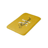 Mustard yellow bath mat with elegant name monogram バスマット (アングル)