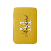 Mustard yellow bath mat with elegant name monogram バスマット (正面縦)