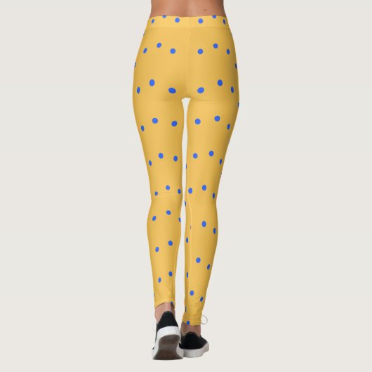 Mustard Yellow & Blue Polka Dot Leggings  レギンス (裏面)