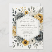 Mustard Yellow Botanical Romance Wedding 招待状 (正面)
