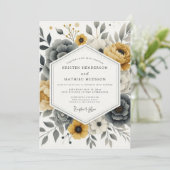 Mustard Yellow Botanical Romance Wedding 招待状 (スタンド正面)