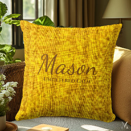 Mustard Yellow Denim Texture | Custom Rustic Home クッション