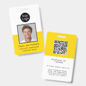 Mustard Yellow Employee Photo Company ID バッジ (表裏)