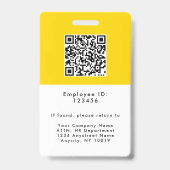 Mustard Yellow Employee Photo Company ID バッジ (裏面)