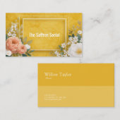 Mustard Yellow Floral Watercolor Geometric Rose 名刺 (正面/裏面)
