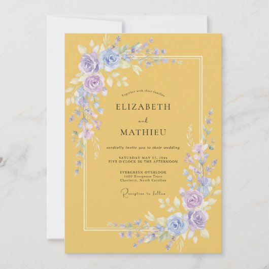 Mustard Yellow Graceful Spring Wedding 招待状 (正面)