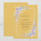 Mustard Yellow Graceful Spring Wedding 招待状 (正面/裏面)