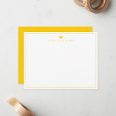 Mustard Yellow Heart Border Monogram Note Card ノートカード (正面/裏面インサイチュ)