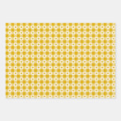 Mustard Yellow Heart Plaid Gingham Retro Color ラッピングペーパーシート (正面3)