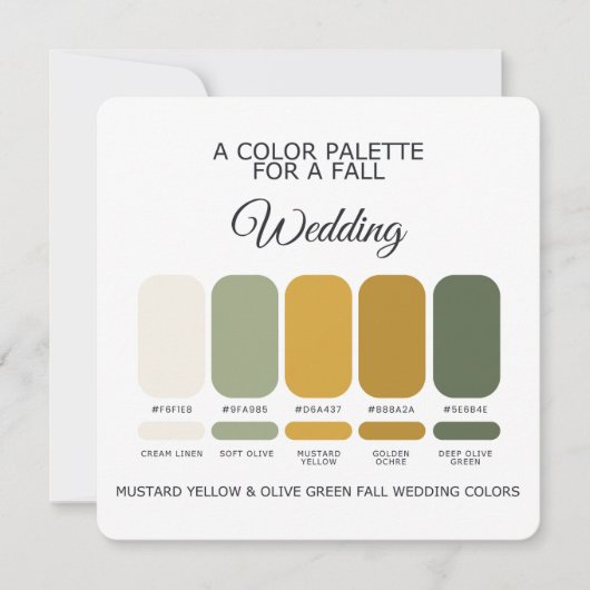 Mustard Yellow Olive Green Wedding Palette Card 招待状 (正面)
