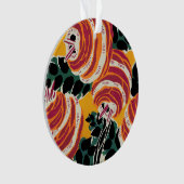 Mustard Yellow & Orange Art Deco Floral Decor オーナメント (正面)