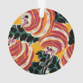 Mustard Yellow & Orange Art Deco Floral Decor オーナメント (裏面)