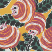 Mustard Yellow & Orange Art Deco Floral Decor シール (正面)