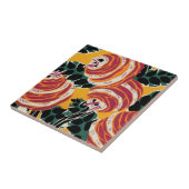 Mustard Yellow & Orange Art Deco Floral Decor タイル (側面)