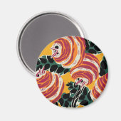 Mustard Yellow & Orange Art Deco Floral Decor マグネット (正面/裏面)