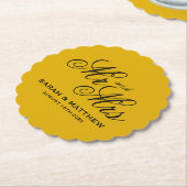 Mustard yellow personalized wedding coasters ペーパーコースター (アングル)