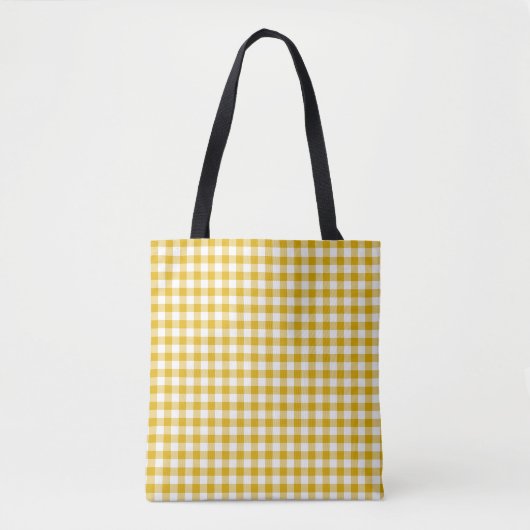 Mustard Yellow Plaid Gingham Retro Color トートバッグ (正面)