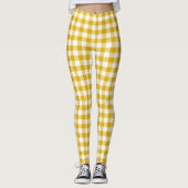 Mustard Yellow Plaid Gingham Retro Color レギンス (正面)