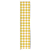 Mustard Yellow Plaid Gingham Retro Table Runner ショートテーブルランナー (正面)