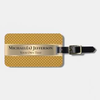 Mustard Yellow Polka Dots Gold Band Personalized ラゲッジタグ