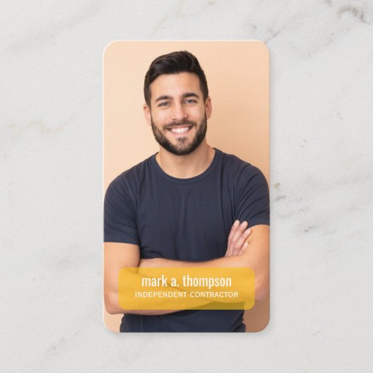 Mustard Yellow QR Code Photo Connect Modern 名刺 (正面)