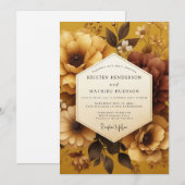 Mustard Yellow Rich Autumnal Wedding 招待状 (正面/裏面)