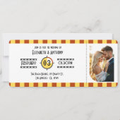 Mustard Yellow, Rust & Navy Cinema Ticket Wedding 招待状 (正面)