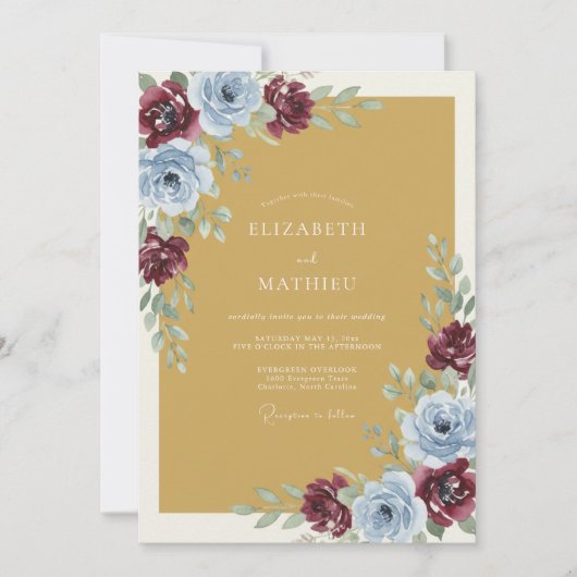 Mustard Yellow Striking Autumnal Wedding 招待状 (正面)