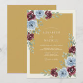 Mustard Yellow Striking Autumnal Wedding 招待状 (正面/裏面)