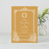 Mustard Yellow Vintage Ornate Frame Wedding 招待状 (スタンド正面)