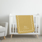 Mustard Yellow Wavy Border Monogrammed シェルパブランケット