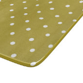  Mustard yellow white polka dots pattern  カッティングボード (角)