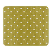  Mustard yellow white polka dots pattern  カッティングボード (正面)