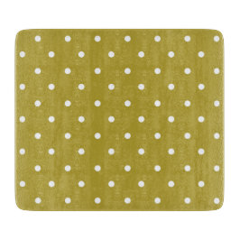  Mustard yellow white polka dots pattern  カッティングボード