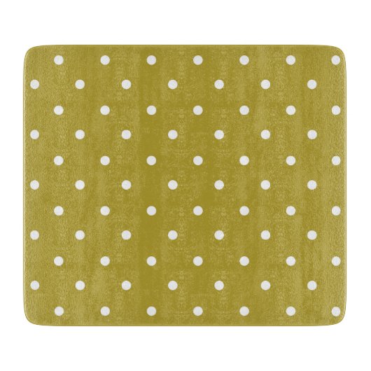  Mustard yellow white polka dots pattern  カッティングボード (正面)