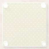  Mustard yellow white polka dots pattern  ガラスコースター (裏面)