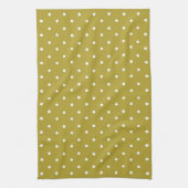  Mustard yellow white polka dots pattern  キッチンタオル (縦)