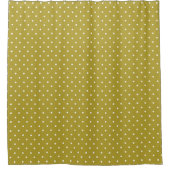  Mustard yellow white polka dots pattern  シャワーカーテン (正面)