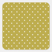  Mustard yellow white polka dots pattern  スクエアシール (正面)