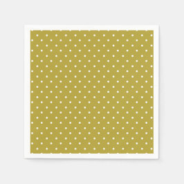  Mustard yellow white polka dots pattern  スタンダードカクテルナプキン