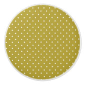  Mustard yellow white polka dots pattern  セラミックノブ (正面)