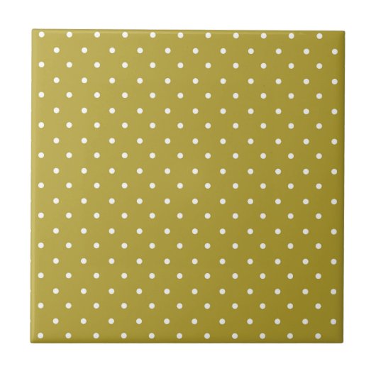  Mustard yellow white polka dots pattern  タイル (正面)