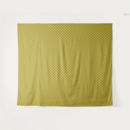 Mustard yellow white polka dots pattern  タペストリー (正面(横))