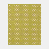  Mustard yellow white polka dots pattern  フリースブランケット (正面)