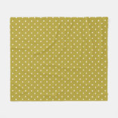  Mustard yellow white polka dots pattern  フリースブランケット (正面(横))
